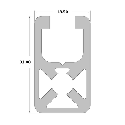10-3218.5-0-60IN MODULAR SOLUTIONS EXTRUDED PROFILE<br>32MM X18.5MM, CUT TO THE LENGTH OF 60 INCH